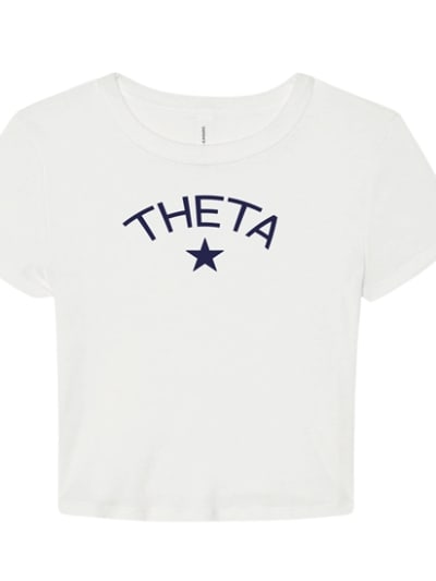 White Baby Tee- Classic Star- Navy- Theta