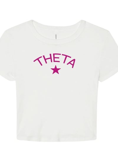 White Baby Tee- Classic Pink- Theta