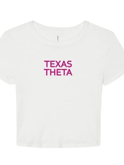 White Baby Tee - Texas Simple (Pink)- Theta