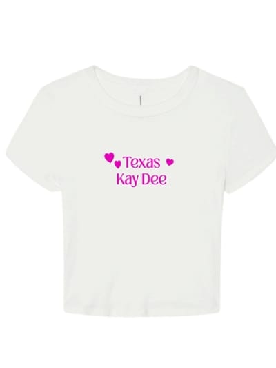 White Baby Tee - Texas Simple (Navy)- Kappa Delta
