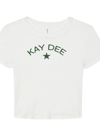 White Baby Tee- Classic Green- Kappa Delta