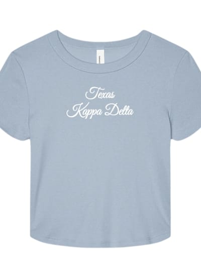 Lt Blue Baby Tee - Texas Script - Kappa Delta