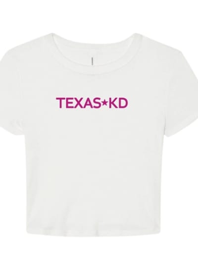 White Baby Tee - Texas Simple (Pink)- Kappa Delta
