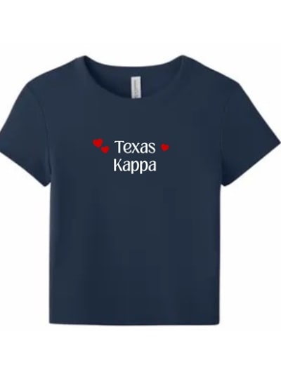 Navy Baby Tee - TX Red Hearts - Kappa