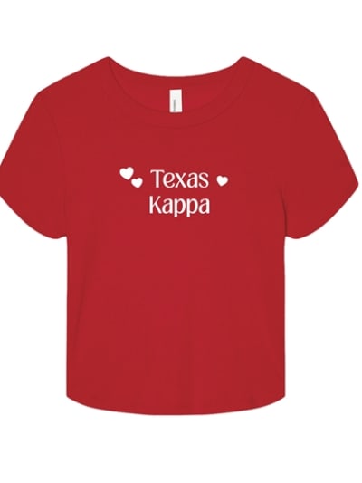 Red Baby Tee - TX White Hearts - Kappa