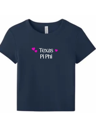 Navy Baby Tee - TX Pink Hearts - Pi Phi