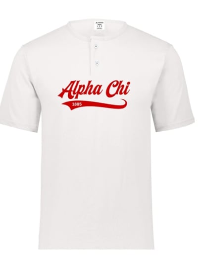 White Henley - Baseball (Red) - Alpha Chi