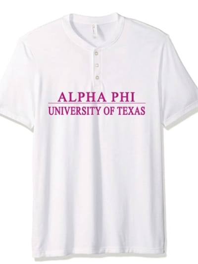 White Henley Texas Line (Pink) - Alpha Phi