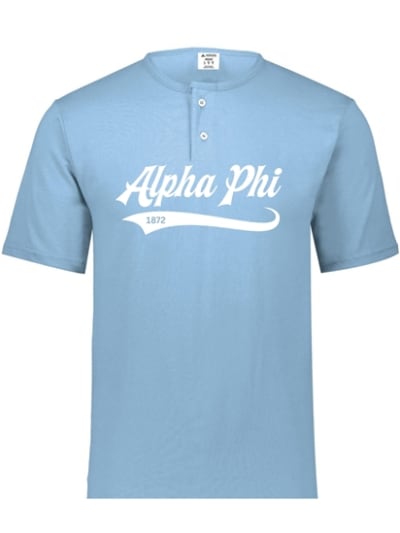 Lt. Blue Henley - Baseball (White) - Alpha Phi