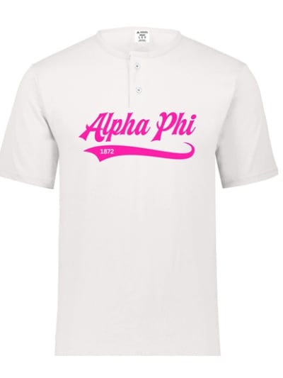 White Henley - Baseball (Pink) - Alpha Phi