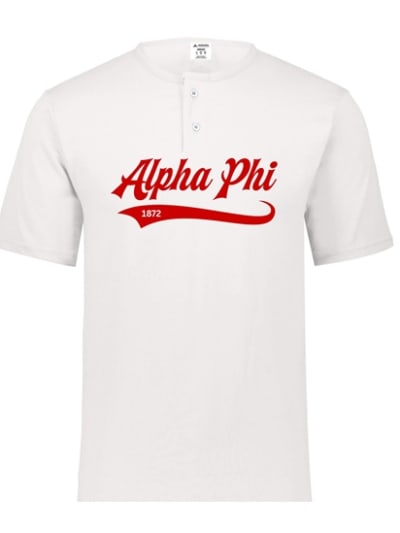 White Henley - Baseball (Red) - Alpha Phi