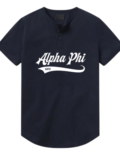 Navy Henley - Baseball (White) - Alpha Phi