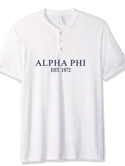 White Henley - Classic Navy - Alpha Phi