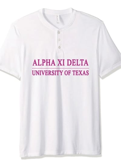 White Henley Texas Line (Pink) - Alpha Xi Delta