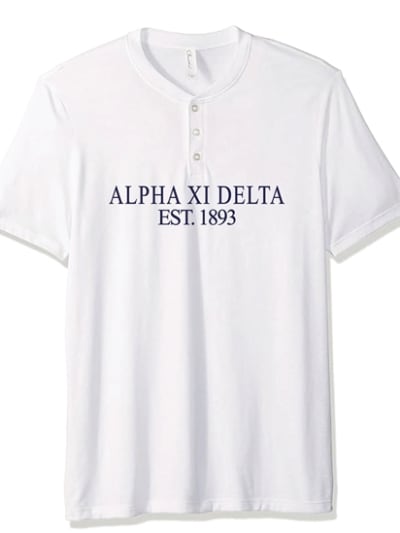 White Henley - Classic Navy - Alpha Xi Delta