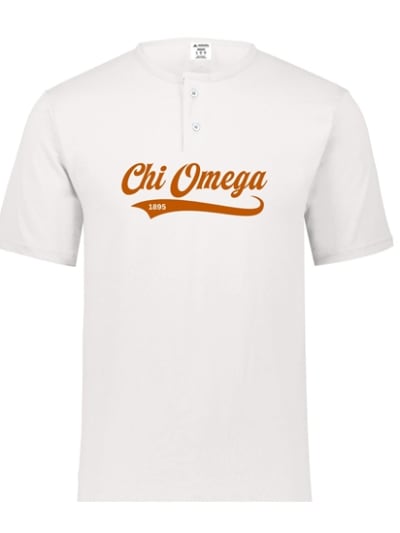 White Henley - Baseball (Burnt Orange) - Chi Omega