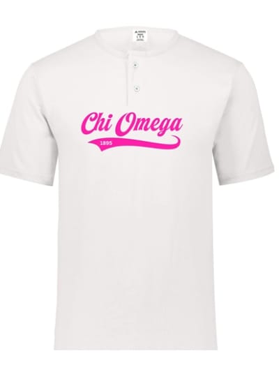 White Henley - Baseball (Pink) - Chi Omega