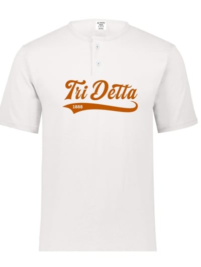 White Henley - Baseball (Burnt Orange) - Tri Delta