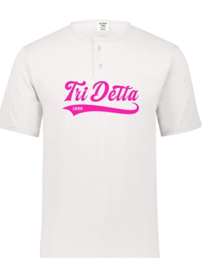 White Henley - Baseball (Pink) - Tri Delta
