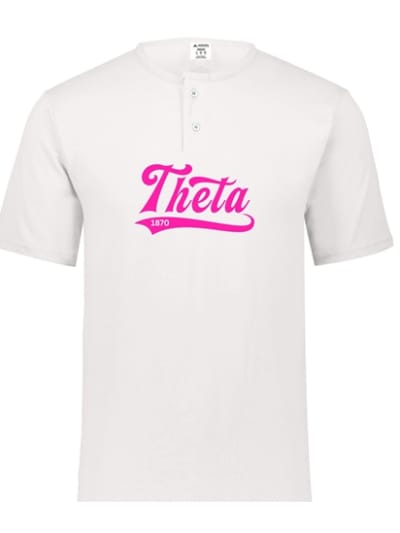 White Henley - Baseball (Pink) - Theta