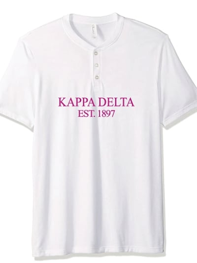 White Henley - Classic Pink - Kappa Delta