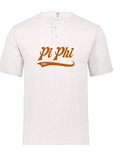 White Henley - Baseball (Burnt Orange) - Pi Phi