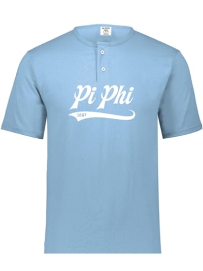 Lt. Blue Henley - Baseball (White) - Pi Phi