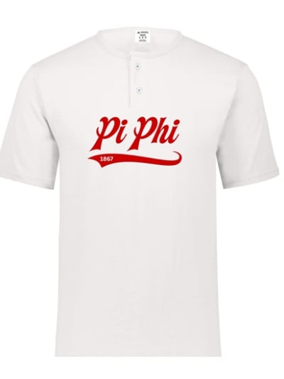 White Henley - Baseball (Red) - Pi Phi