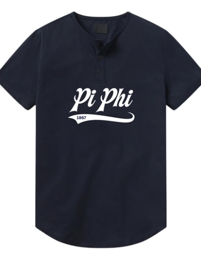 Navy Henley - Baseball (White) - Pi Phi