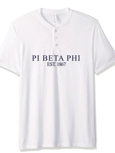 White Henley - Classic Navy - Pi Phi