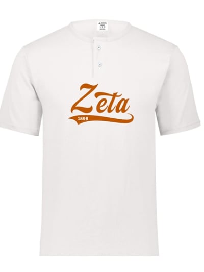 White Henley - Baseball (Burnt Orange) - Zeta