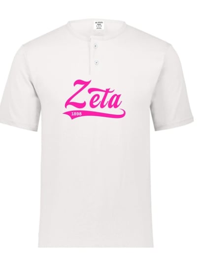White Henley - Baseball (Pink) - Zeta