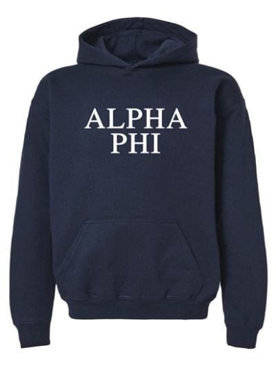 Navy Hoodie - Stacked Style -Alpha Phi