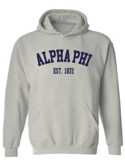 Grey Hoodie - Varsity Style (Navy) -Alpha Phi