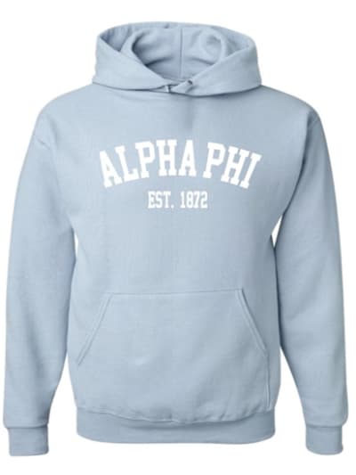 Lt. Blue Hoodie - Varsity Style  -Alpha Phi