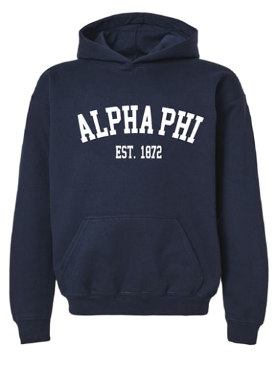 AP-Navy Hoodie - Varsity Style - Alpha Phi