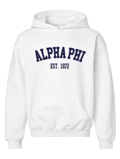 AP-White Hoodie - Navy Varsity - Alpha Phi