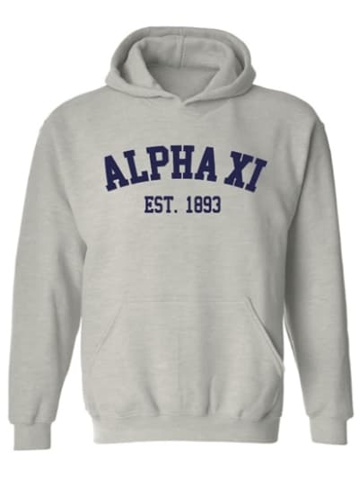Grey Hoodie - Varsity Style (Navy) -Alpha Xi