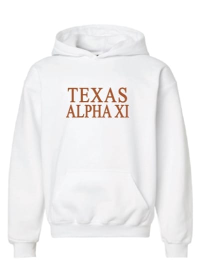 White Hoodie - Texas Style - Alpha Xi