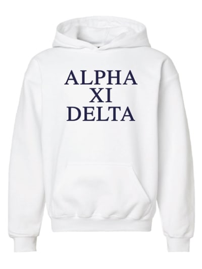 White Hoodie - Alpha Xi Delta (Navy)