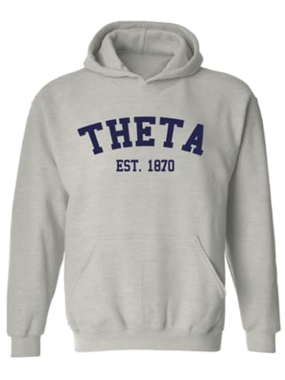 Grey Hoodie - Varsity Style (Navy) -Theta