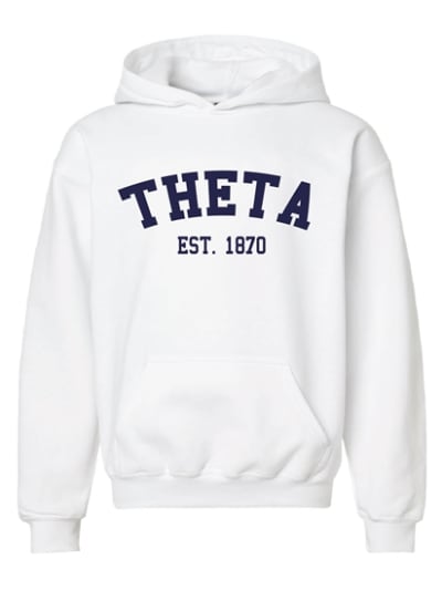 KAT-White Hoodie - Navy Varsity - Theta