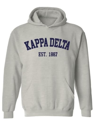 Grey Hoodie - Varsity Style (Navy) -Kappa Delta