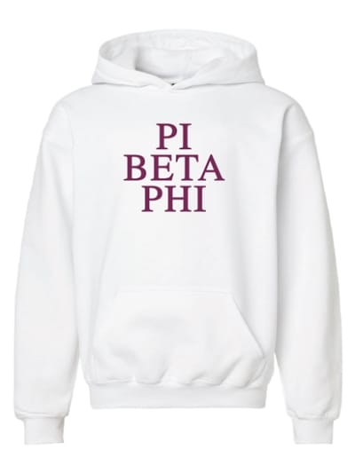 White Hoodie - Pi Phi (Wine)