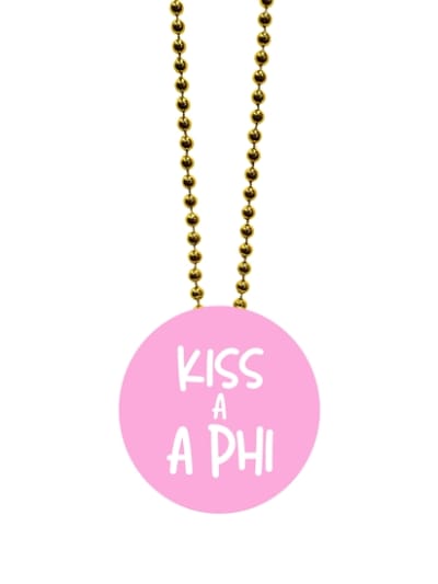 Pin Necklace - Kiss A Alpha Phi -Gold Beads