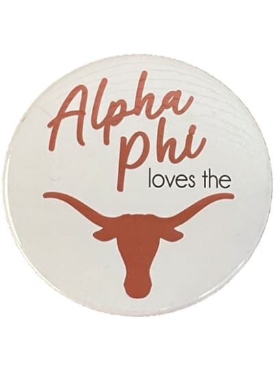 Alpha Phi White Loves the Horns Pin (3 inch)