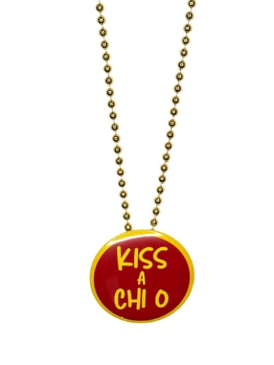 Pin Necklace - Kiss A Chi O -Gold Beads