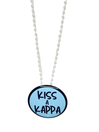 Pin Necklace - Kiss A Kappa -White Beads