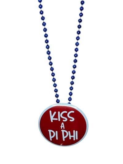 Pin Necklace - Kiss A Pi Phi -Blue Beads