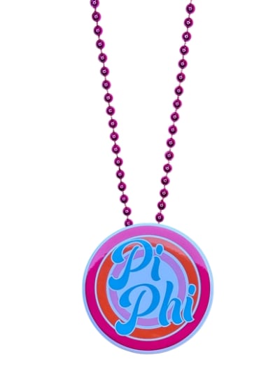 Pin Necklace - Retro Pi Phi -Pink Beads
